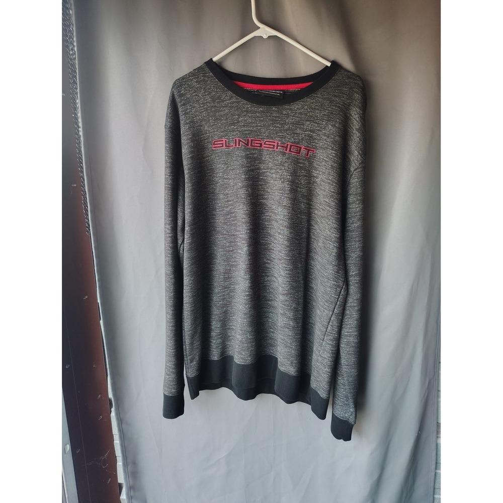 Slingshot Mens 2XL Charcoal Grey Marl Space‎ Dye Long Sleeve Logo Gym Shirt XXL